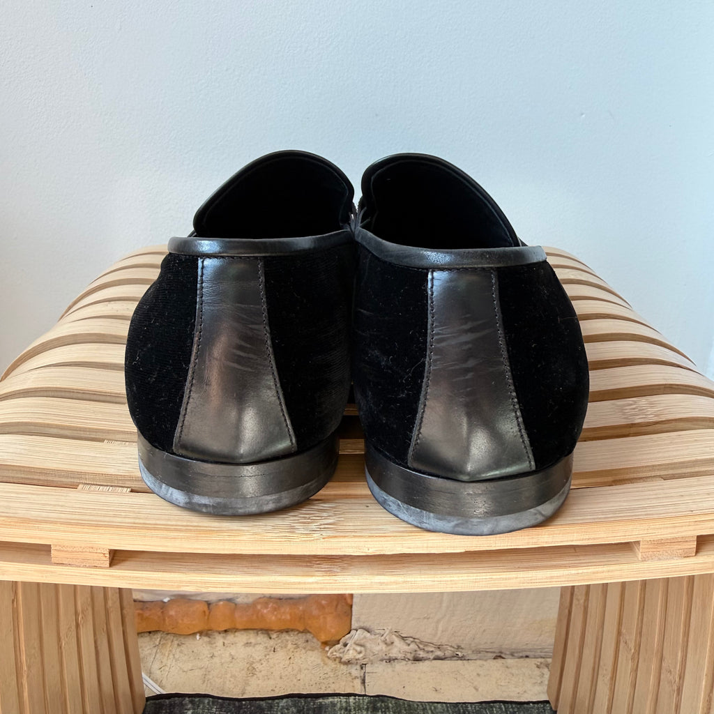 Salvatore Ferragamo Black Velvet Party Loafers Size 11