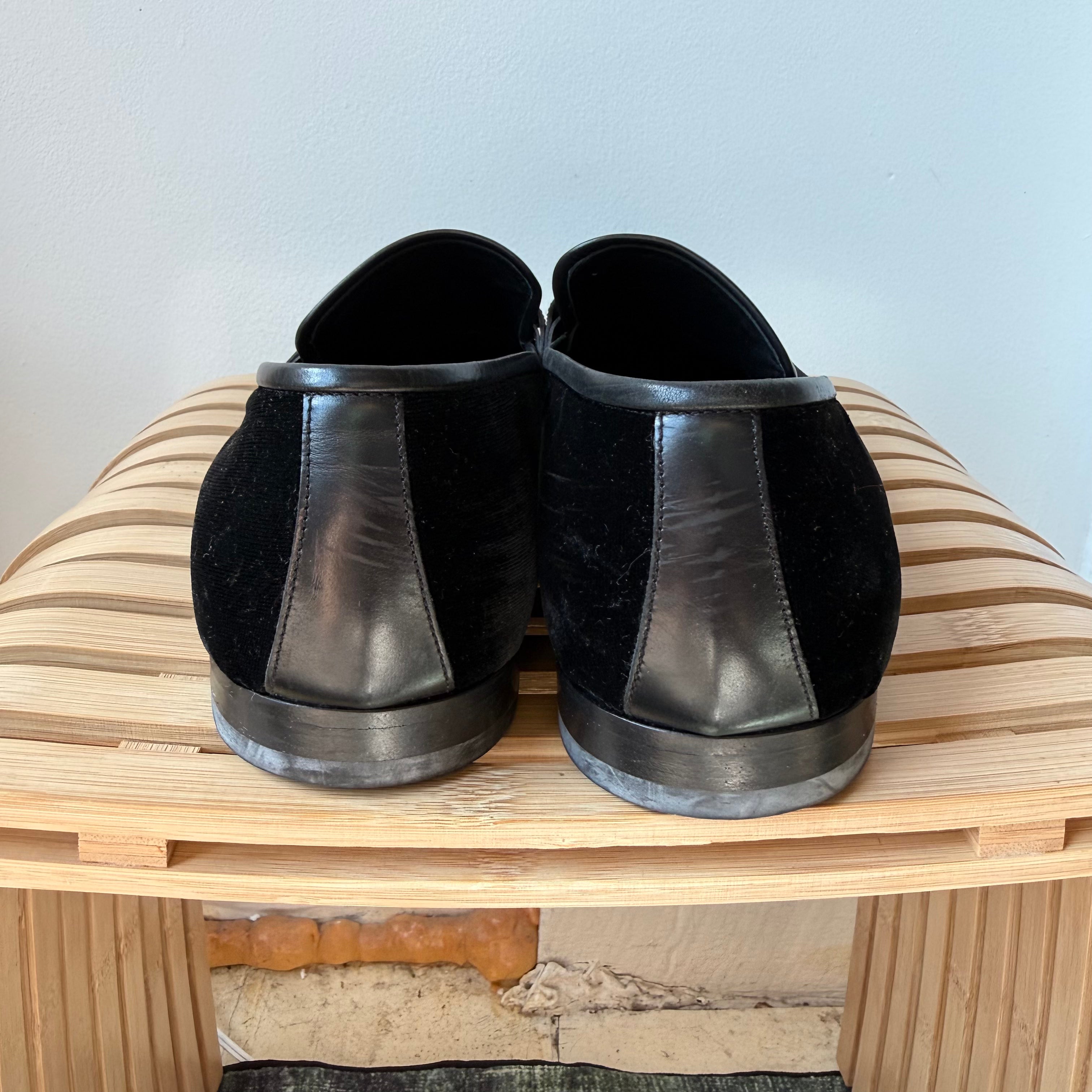 Salvatore Ferragamo Black Velvet Party Loafers Size 11