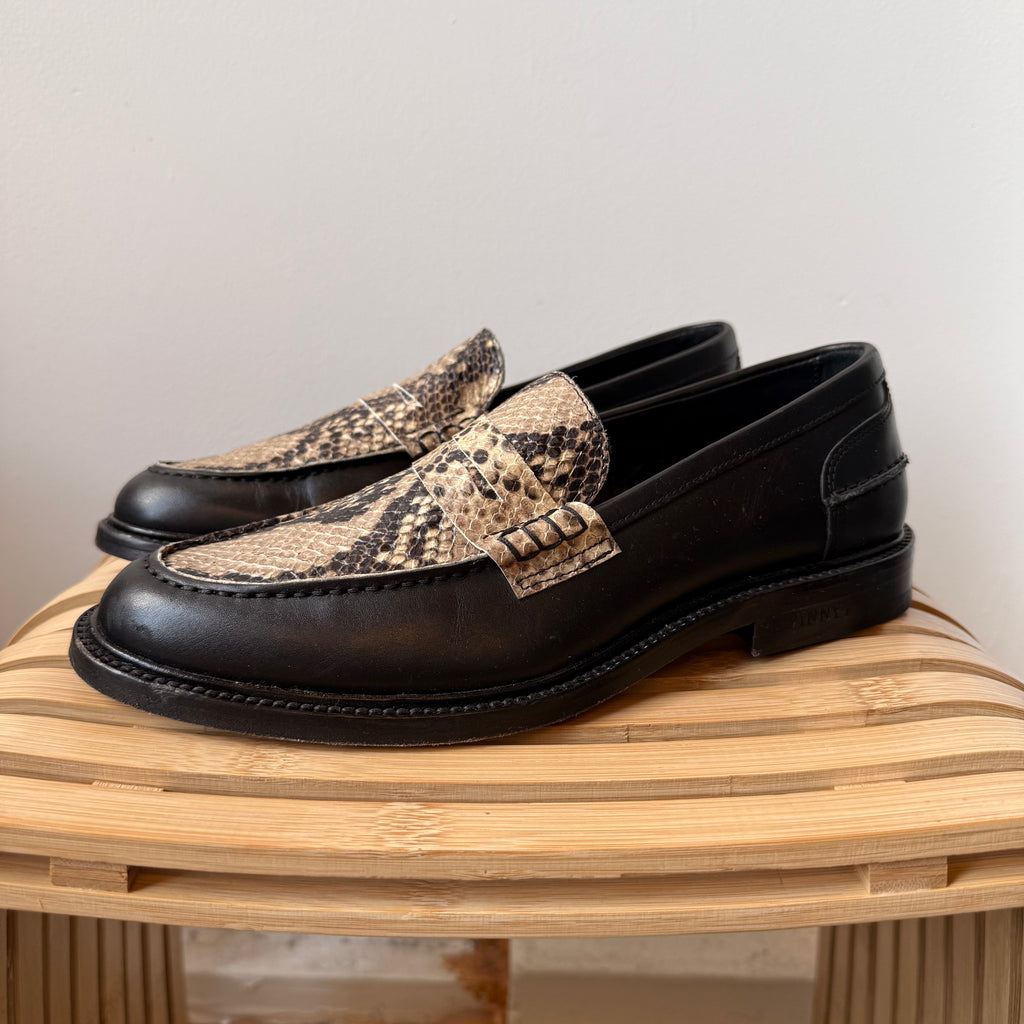 Vinny's Snakeskin Leather Penny Loafers Size 40
