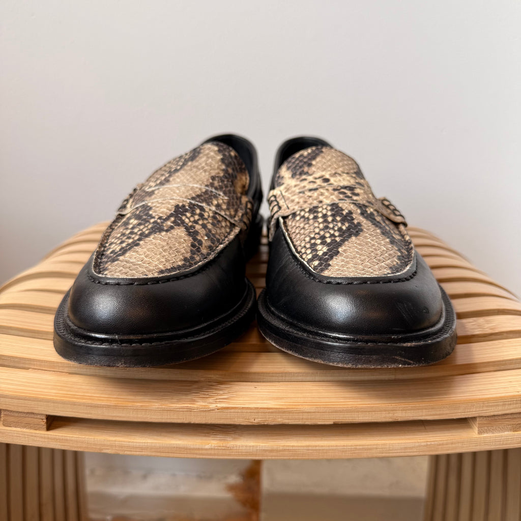 Vinny's Snakeskin Leather Penny Loafers Size 40