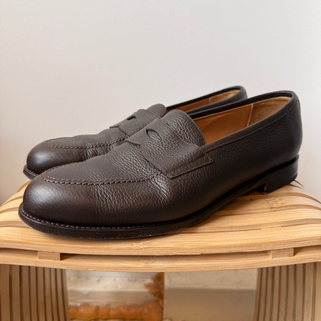 Morjas Brown Pebble Leather Penny Loafer Size 12