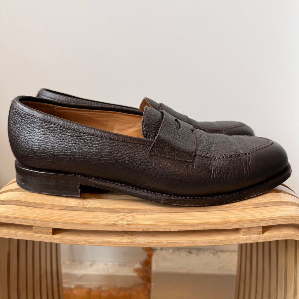Morjas Brown Pebble Leather Penny Loafer Size 12