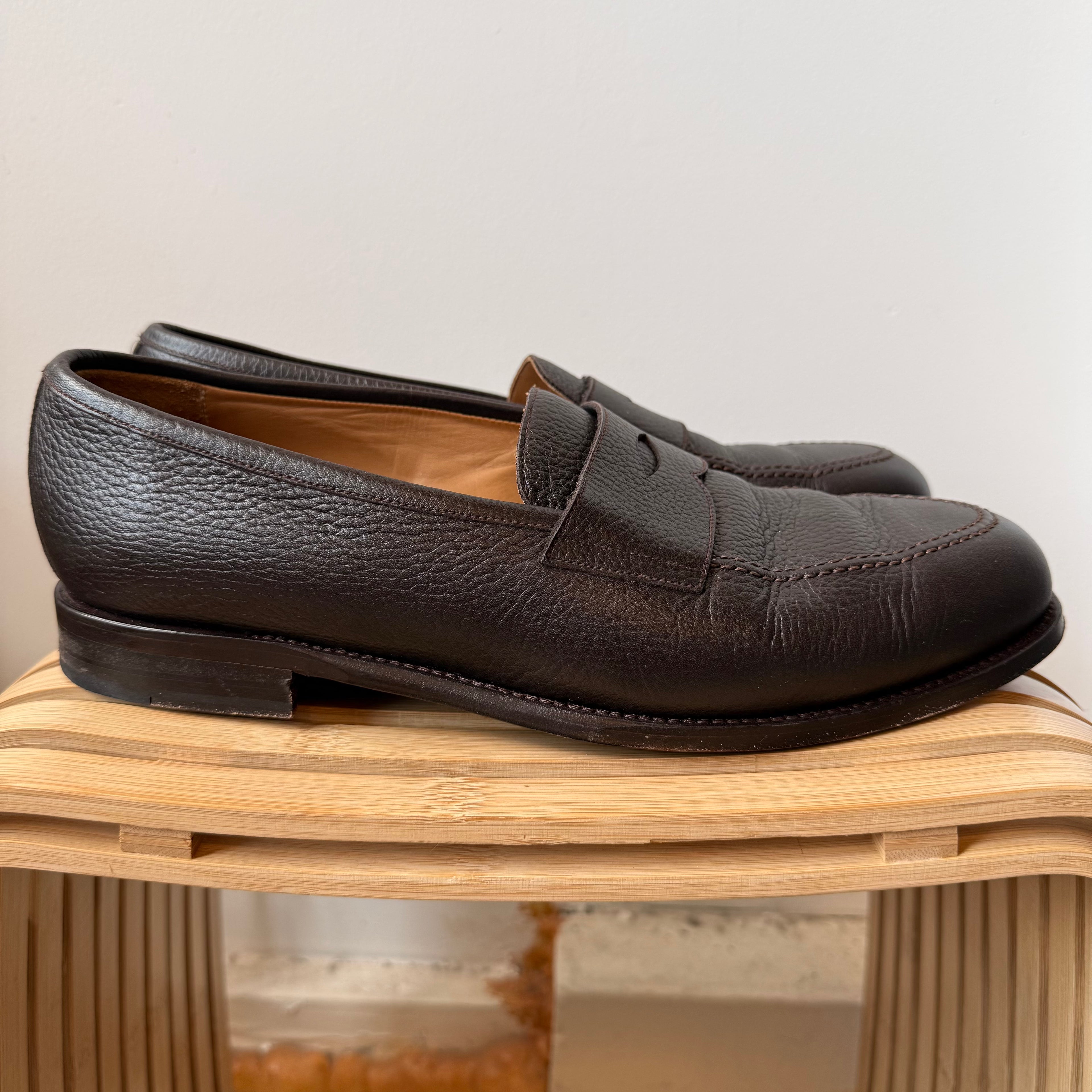 Morjas Brown Pebble Leather Penny Loafer Size 12