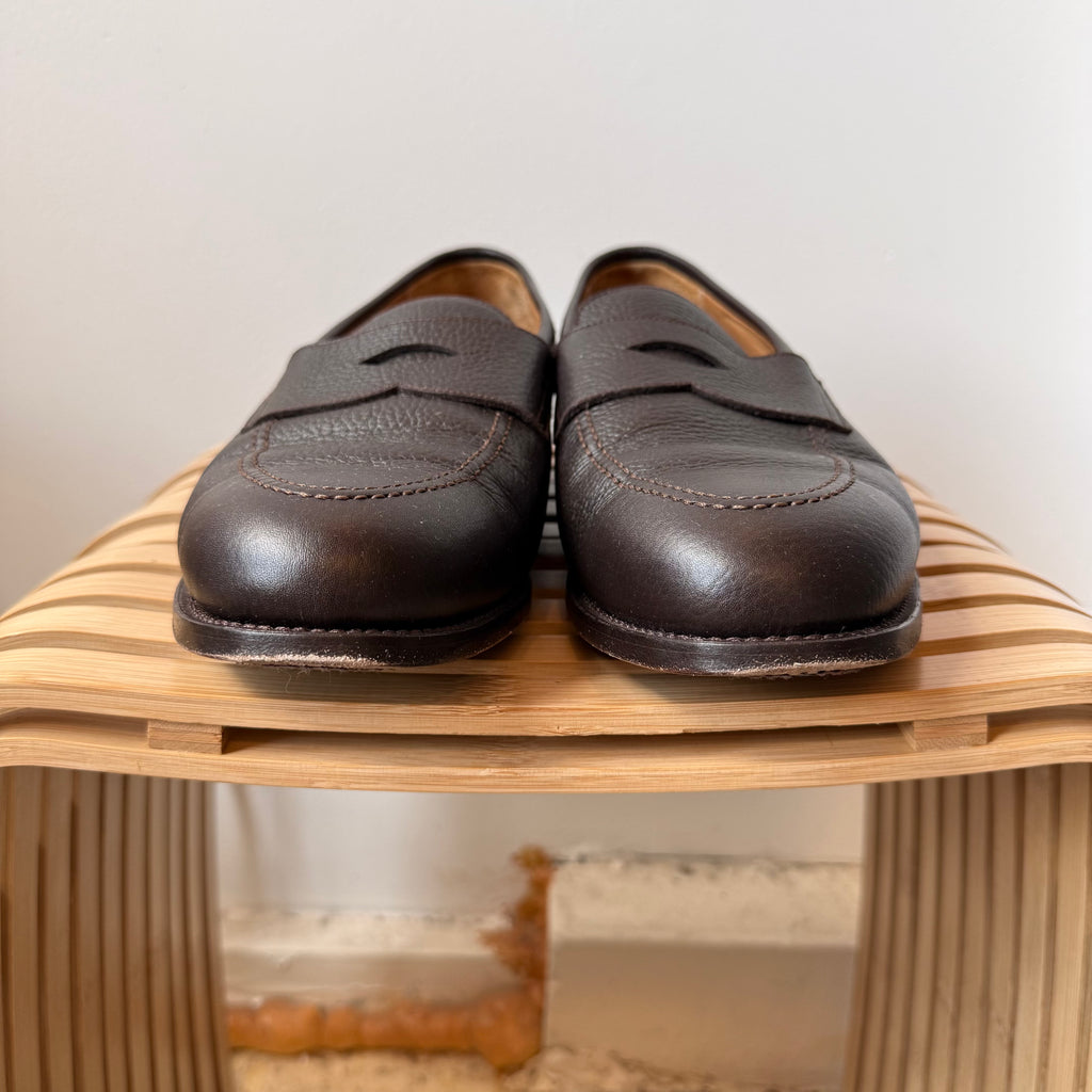Morjas Brown Pebble Leather Penny Loafer Size 12