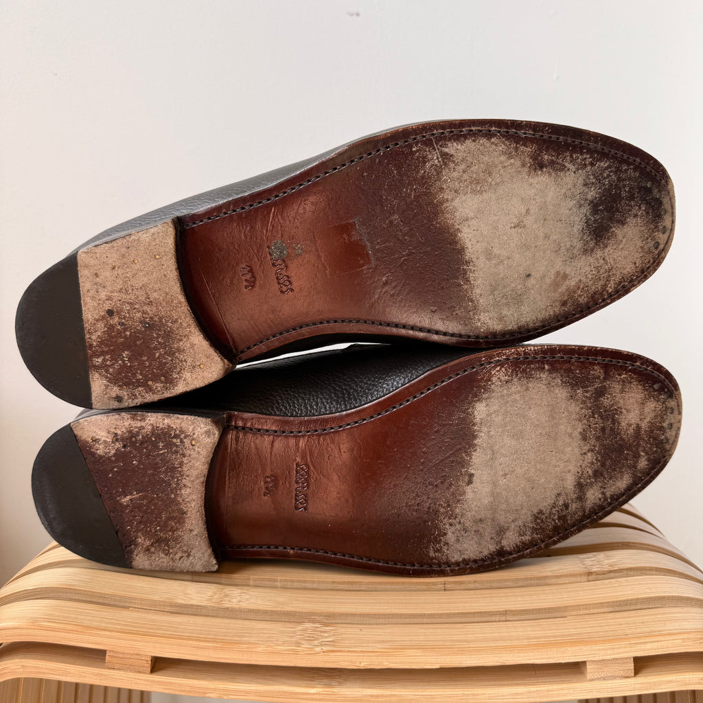 Morjas Brown Pebble Leather Penny Loafer Size 12