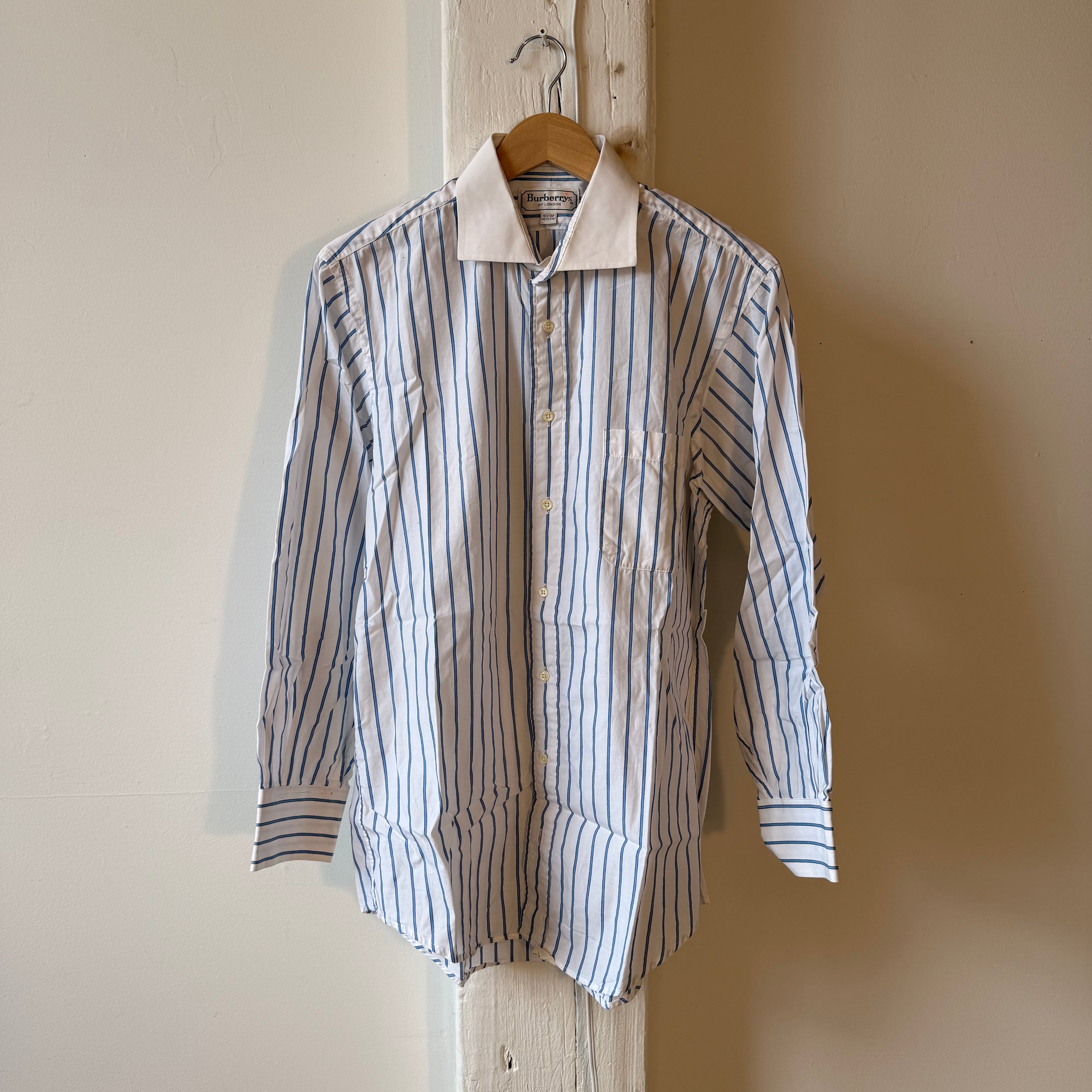 Vintage Burberry Striped Button-Up Shirt Size 15 1/2 -32