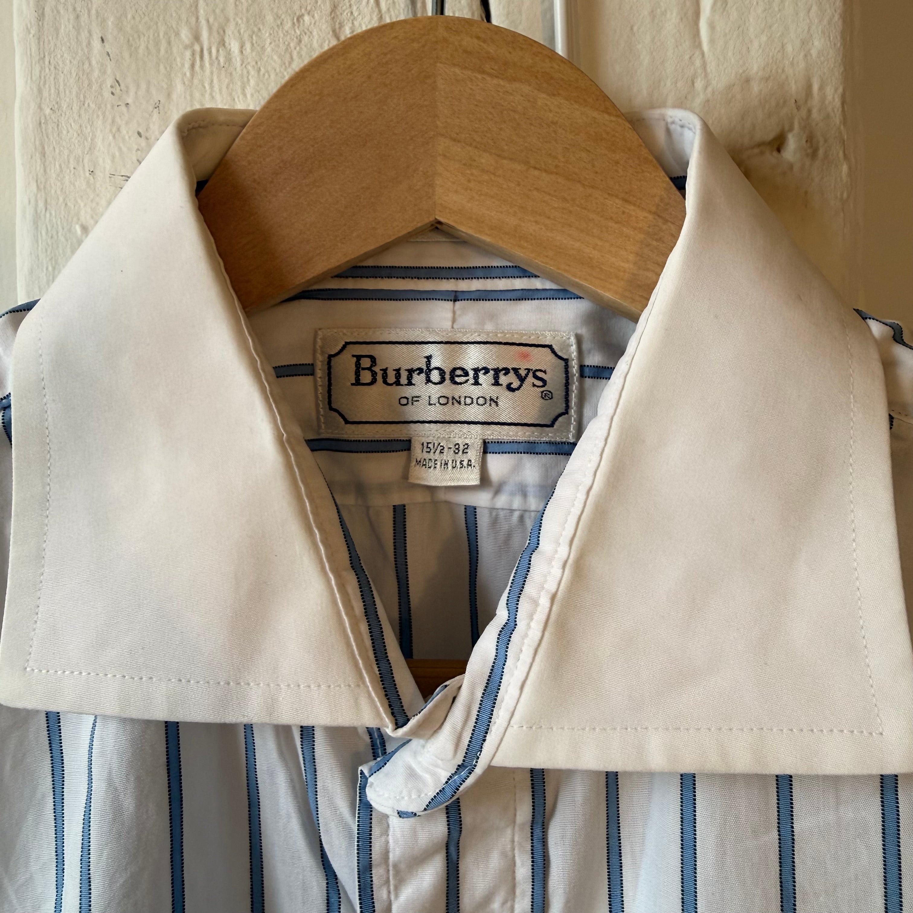 Vintage Burberry Striped Button-Up Shirt Size 15 1/2 -32