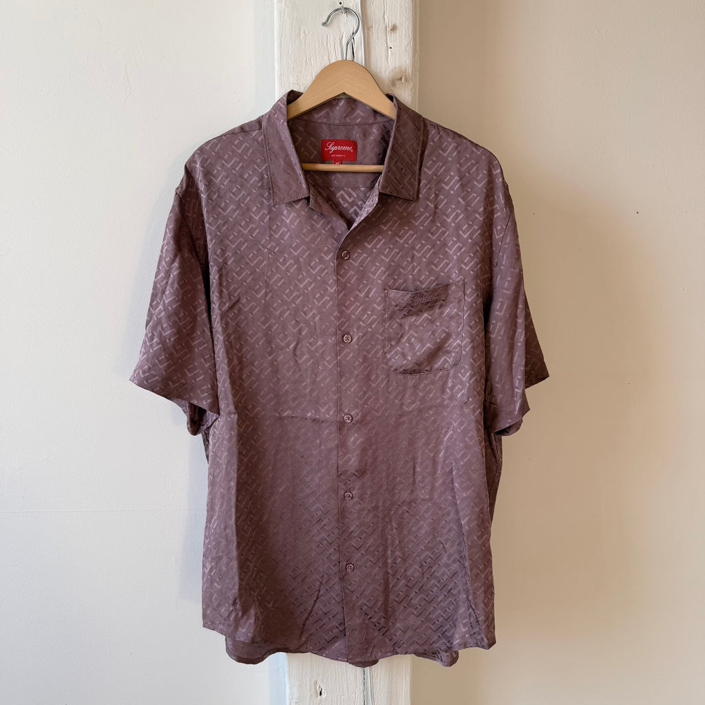 Supreme Purple Satin Short Sleeve Button-Up Size XL