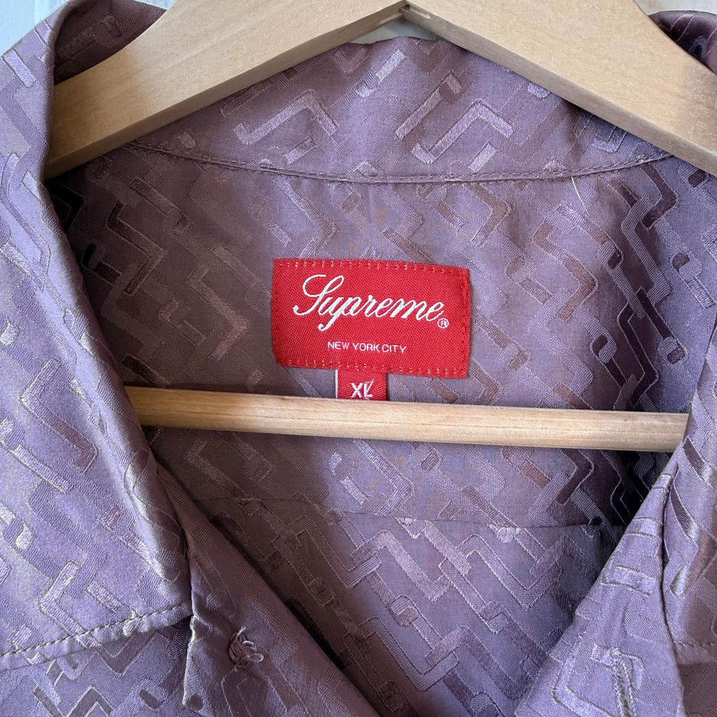Supreme Purple Satin Short Sleeve Button-Up Size XL