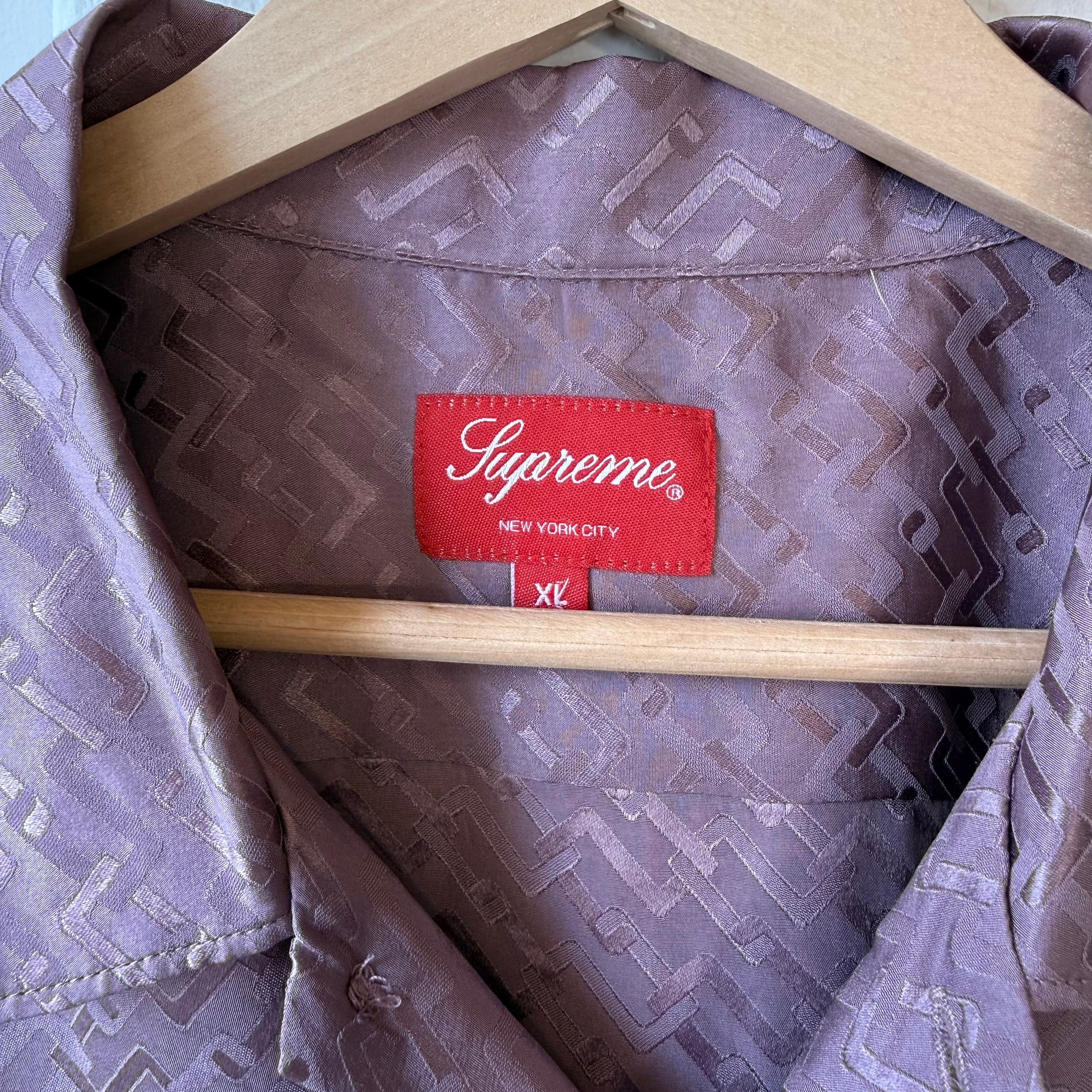 Supreme Purple Satin Short Sleeve Button-Up Size XL