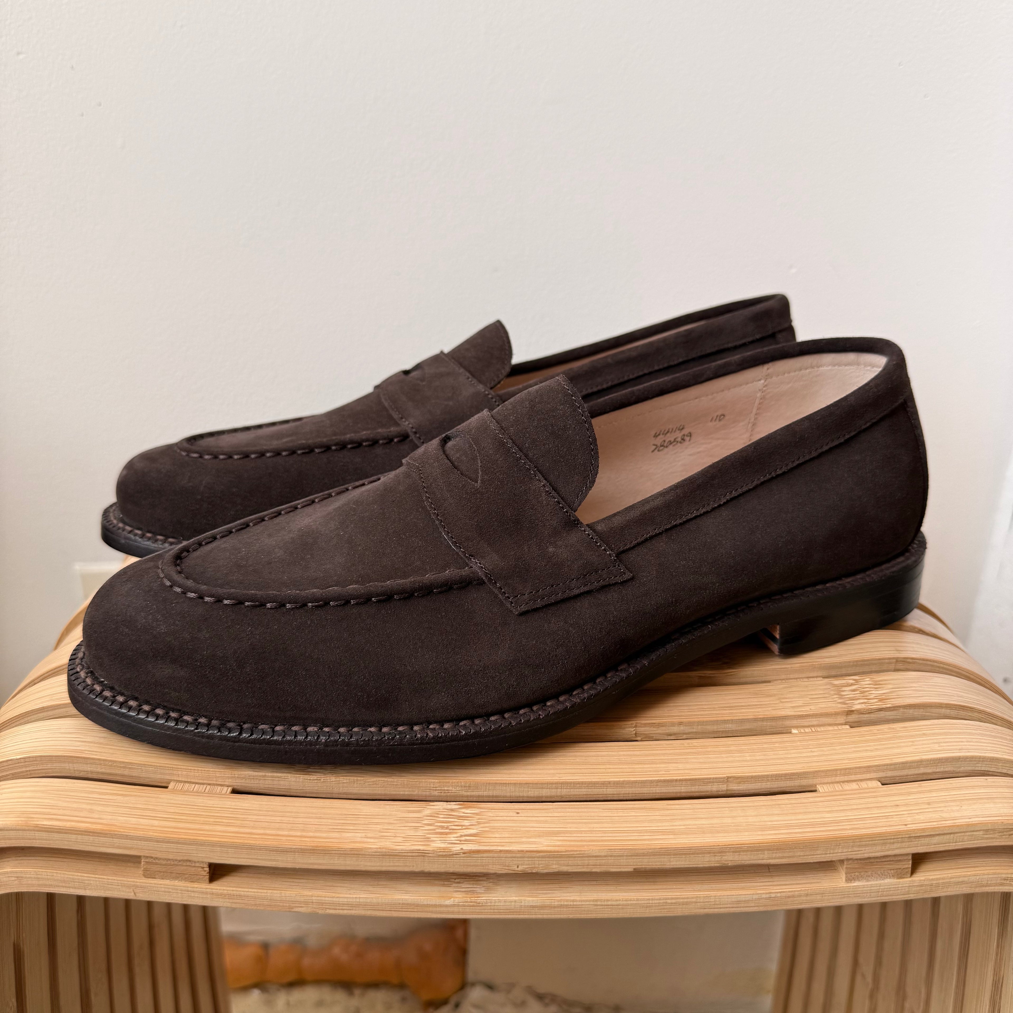 Grant Stone Espresso Suede Penny Loafer Size 11
