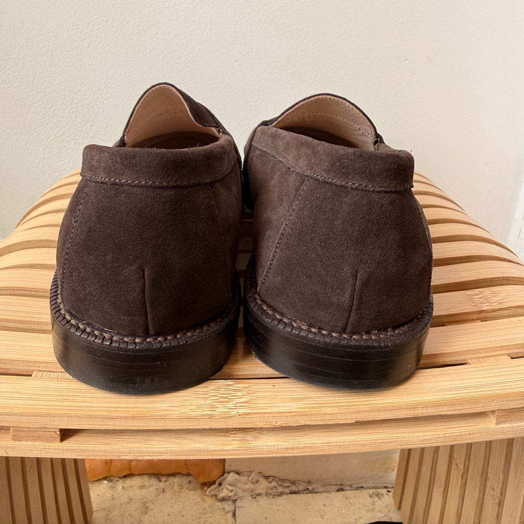 Grant Stone Espresso Suede Penny Loafer Size 11