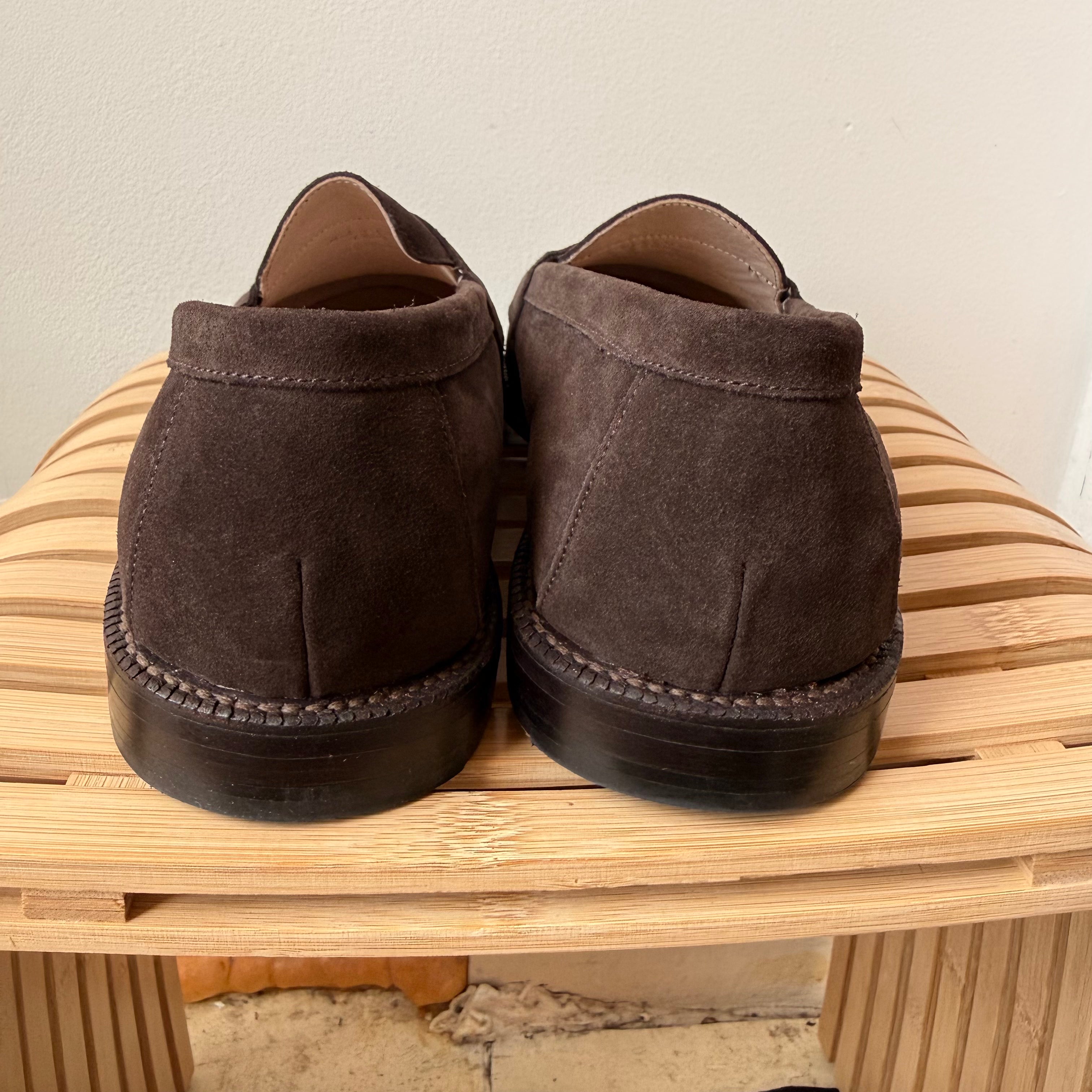 Grant Stone Espresso Suede Penny Loafer Size 11