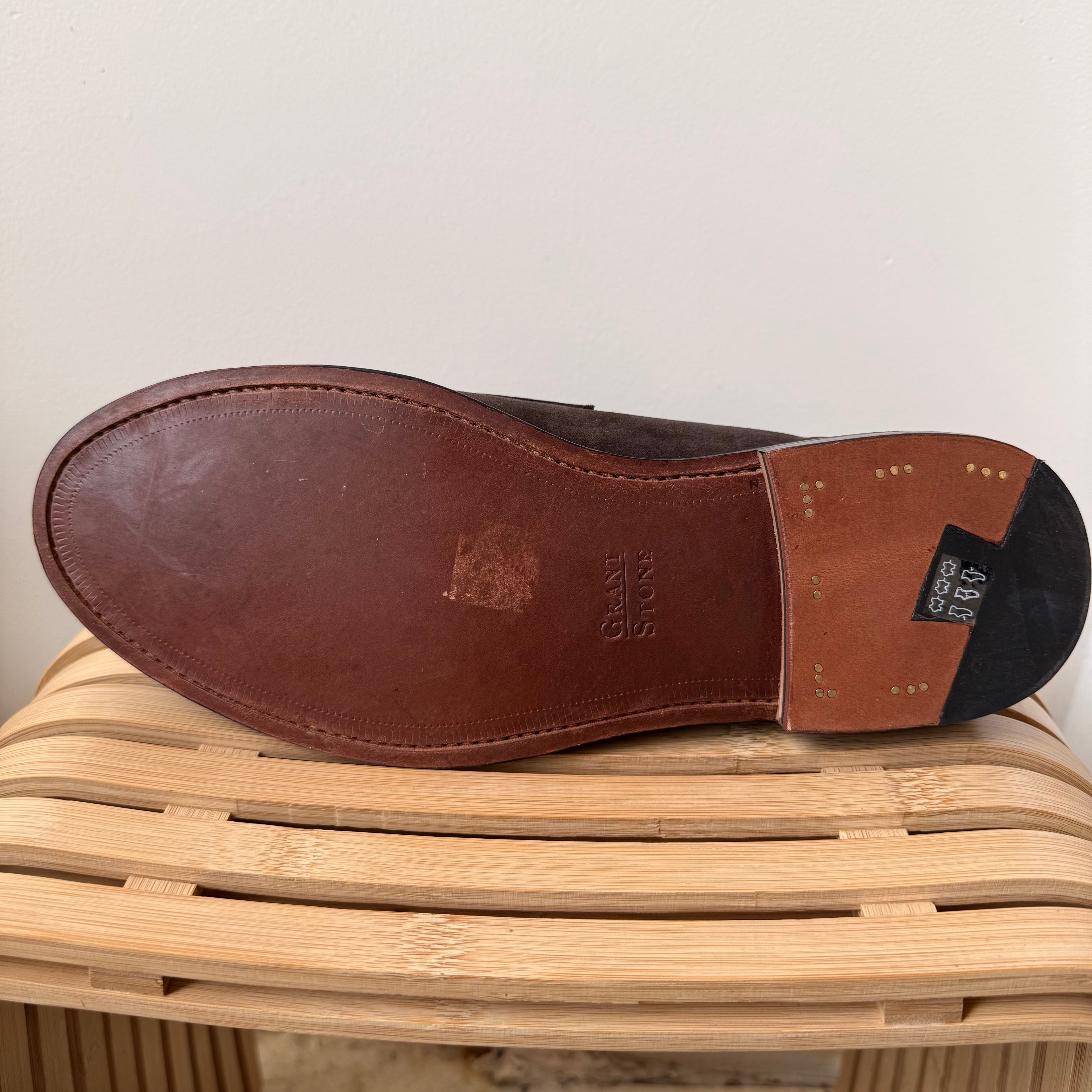 Grant Stone Espresso Suede Penny Loafer Size 11