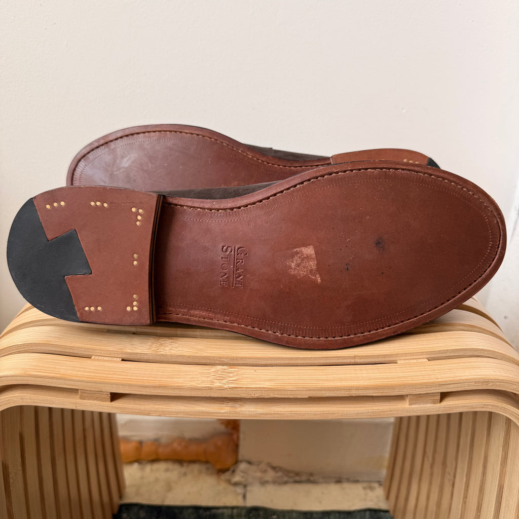 Grant Stone Espresso Suede Penny Loafer Size 11