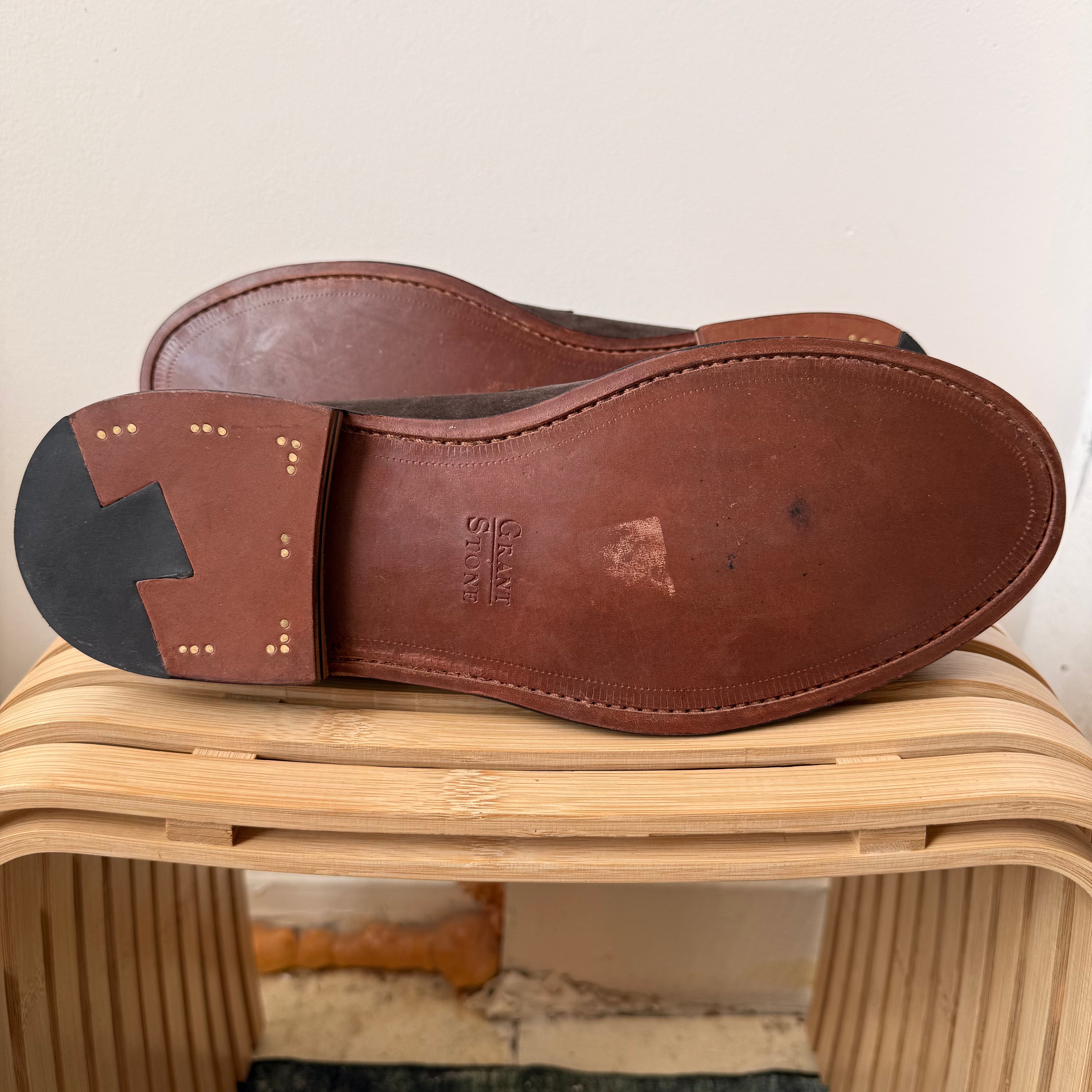 Grant Stone Espresso Suede Penny Loafer Size 11