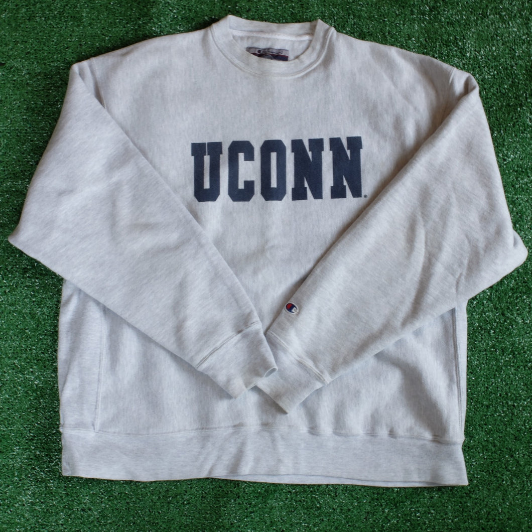 Champion Reverse Weave UCONN Crew Neck Sweater Size XL